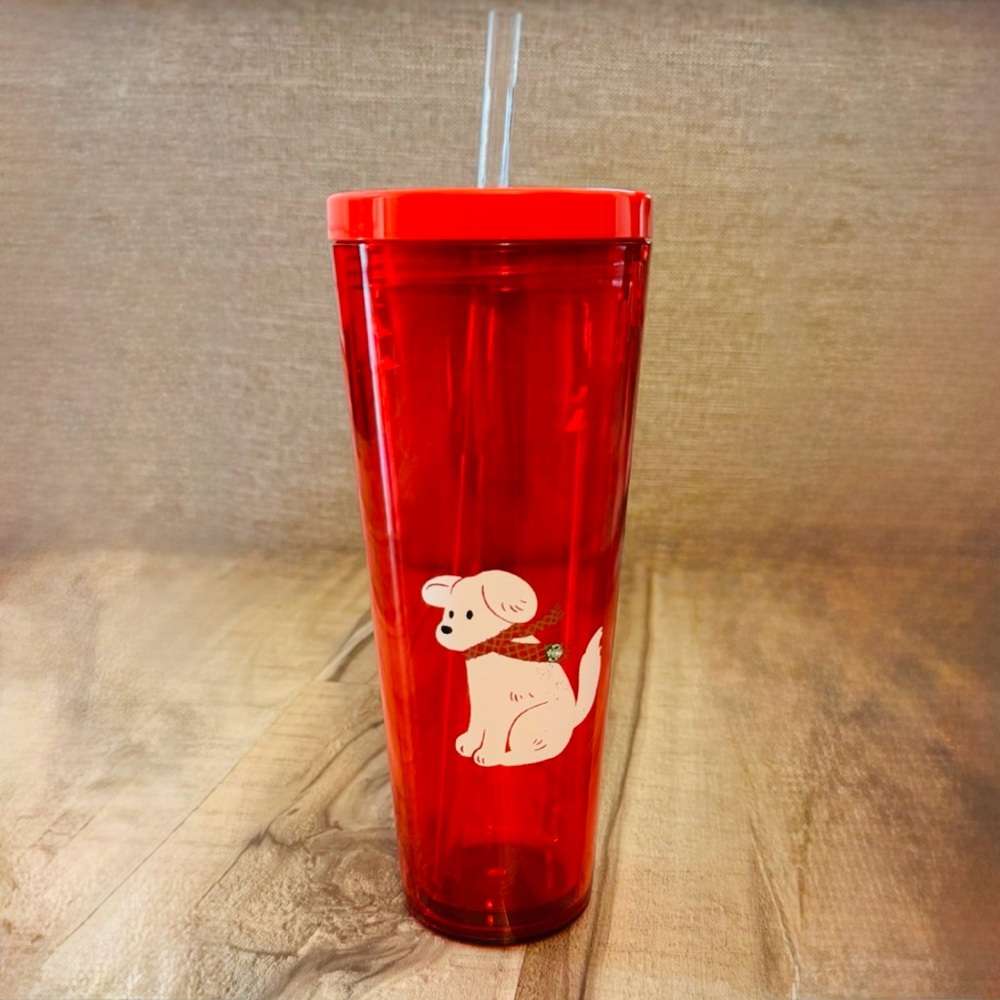 Starbucks Holiday Festive Puppy Red Tumbler 26oz